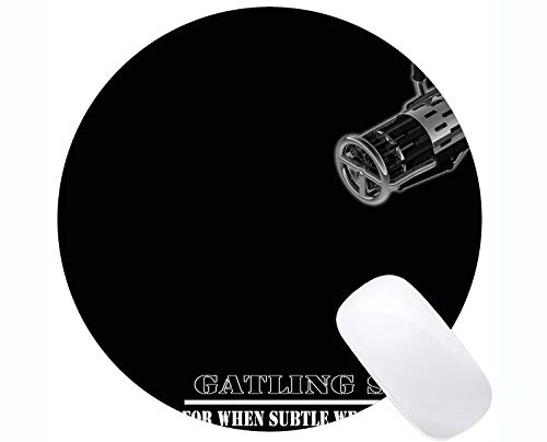 Yanteng Aduana del cojín de ratón Redondo del Juego, cojín de ratón Redondo del Arma de la Ametralladora del Arma con el Borde Cosido