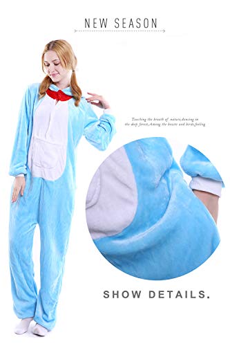 YAOMEI Adulto Unisexo Onesies Kigurumi Pijamas, Mujer Hombres Traje Disfraz Animal Pyjamas, Ropa de Dormir Halloween Cosplay Navidad Animales de Vestuario (L, Doraemon)