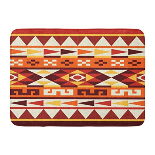 Yaoni Alfombrilla de baño Estampado Amarillo Moda otoñal Azteca Patrón Naranja Alfombra de decoración de baño Inca