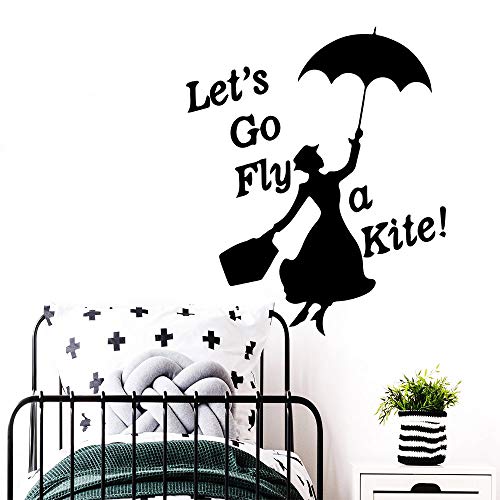 yaonuli Custom Let's Go Kite Sentence Wall Art Stickers para Baby Room Vinyl Bedroom Wall Art Decals 64x73cm