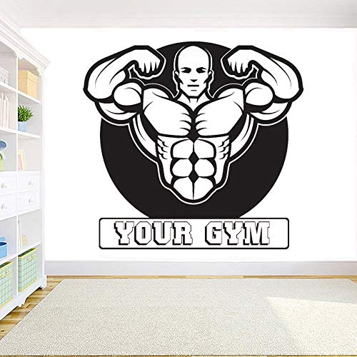 yaonuli Pegatinas de Pared Personalizadas para Gimnasio, Vinilo, Nombre de Gimnasio, Peso Personalizado, Etiqueta de Pared para Gimnasio, decoración de Pared extraíble, Mural 85X90 cm