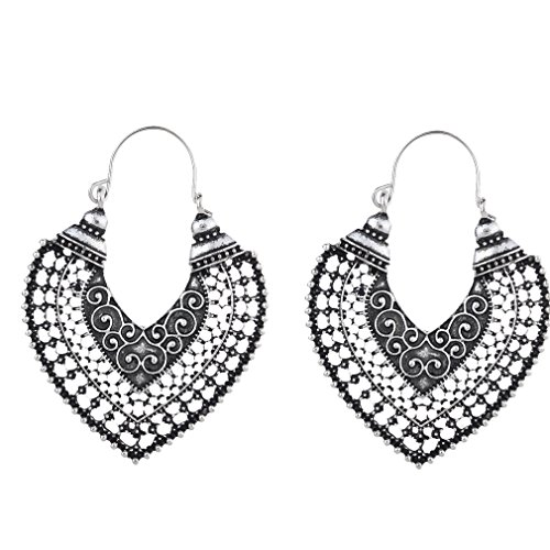 YAZILIND tibetano plata aleacion de melocoton corazon forma antojo Dangle Drop gancho pendientes aretes mujeres chicas regalo