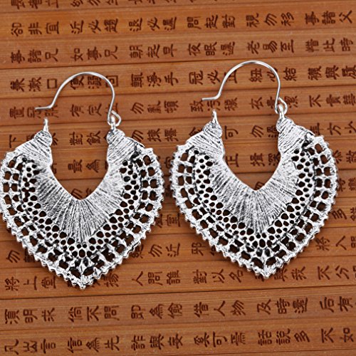 YAZILIND tibetano plata aleacion de melocoton corazon forma antojo Dangle Drop gancho pendientes aretes mujeres chicas regalo