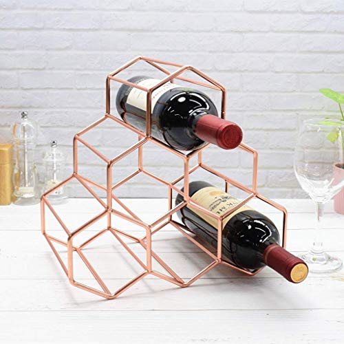 Ybzx Estantes de Vino Independientes, con Capacidad para 6 Botellas, Protector de Ahorro de Espacio para vinos tintos Blancos, Dorado, Estante Negro