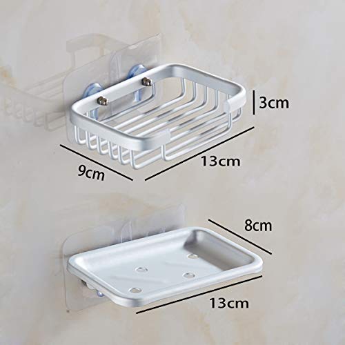 Yeegout Jabonera Adhesiva de Aluminio, sin Perforaciones Soporte de Pared para jabón para Ducha, 2 Unidades