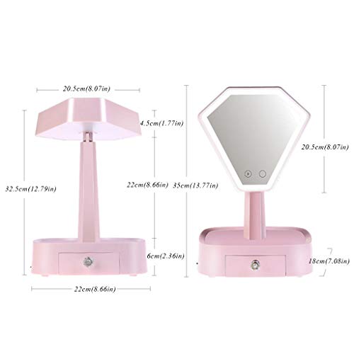Yeer Espejo de Mesa,Lámpara de Espejo Maquillaje LED Lámpara de Cabecera Recargable Creativa Maquillaje Escritorio con Luz LE-G3 (Size : Ordinary Makeup Mirror)