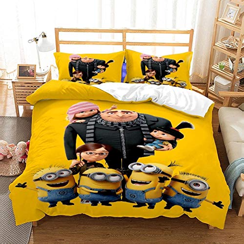 Yeesovs® Juego de Funda nórdica 3D 3 Piezas Impresas Personajes de pelicula Edredón de Ropa de Cama Funda nórdica con Cierre de Cremallera Microfibra hipoalergénica Ultra Suave （150 x 200 cm） -Regalo