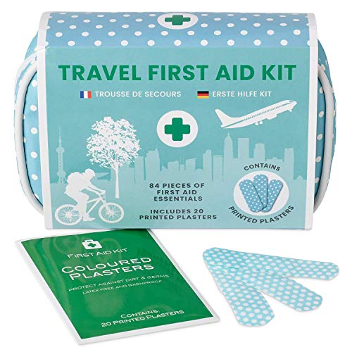 Yellodoor Kit De Primeros Auxilios para Viajes Mini-Viaje. Incluye Tijeras, Gel de Quemaduras, Yeso Impermeable, Guantes Médicos, Toallitas Antisépticas y Cinta Quirúrgica. para el Hogar 100% Vegano