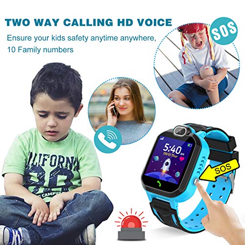 YENISEY Smartwatch Niño, Game Watch con Juego Cámara 100+ Fotos Música Despertador Modo Escuela Llamadas SOS Smart Watch Reloj Inteligente Niño 4-12 Años Niña Chico Cumpleaños Festival Regalo-Azul