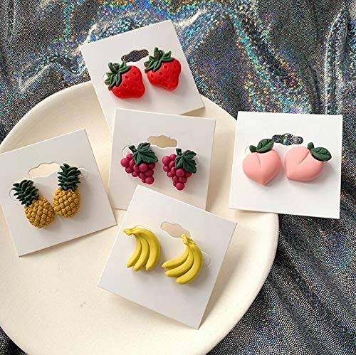 YEZHENGHUA YZH Se Ven Bien Verano Lindo de la Fruta del Perno Prisionero Pendientes for Las Mujeres (piña Pendiente del Perno) (Color : Strawberry Stud Earring)