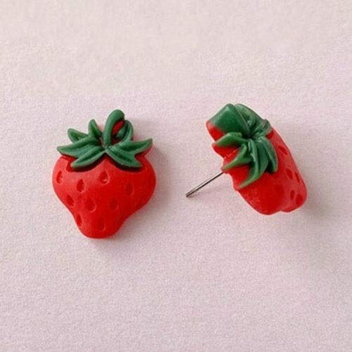 YEZHENGHUA YZH Se Ven Bien Verano Lindo de la Fruta del Perno Prisionero Pendientes for Las Mujeres (piña Pendiente del Perno) (Color : Strawberry Stud Earring)