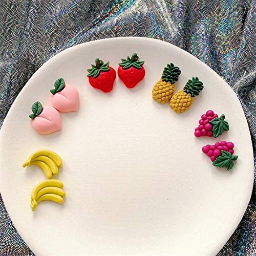 YEZHENGHUA YZH Se Ven Bien Verano Lindo de la Fruta del Perno Prisionero Pendientes for Las Mujeres (piña Pendiente del Perno) (Color : Strawberry Stud Earring)