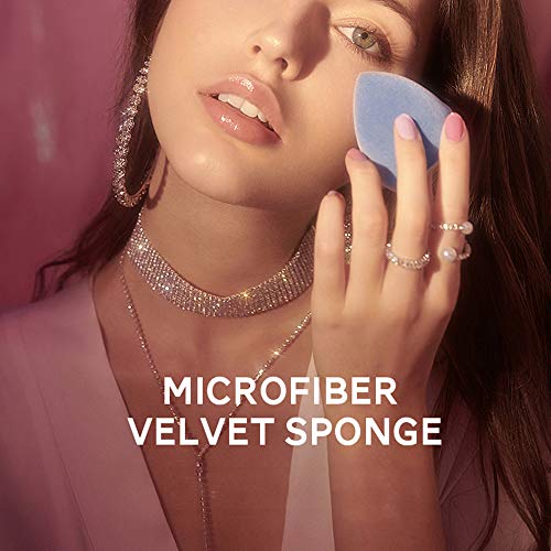 YGSAT 4 pcs Esponja Maquillaje Microfibra Velvet Sponge para aplicar maquillaje, corrector, polvo, crema y colorete, sin látex, Esponja para maquillaje facial (Azul)