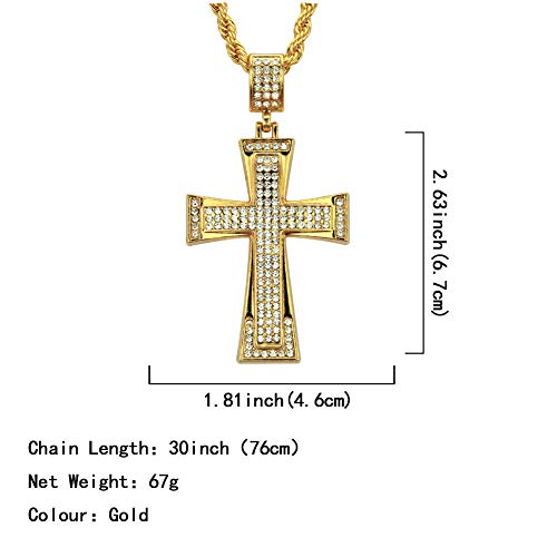 YGSM Collar Hip Hop,Collar Cruzado De Diamantes Personalizado Americana Rap Accesorios De Oro-Golden