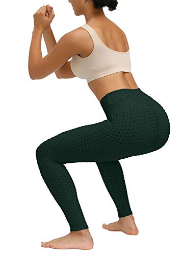 Yidarton - Mallas de compresión anticelulitis para mujer, cintura alta, pantalones de yoga, control de barriga Verde verde XL