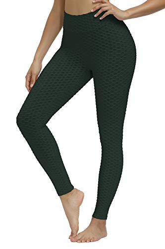 Yidarton - Mallas de compresión anticelulitis para mujer, cintura alta, pantalones de yoga, control de barriga Verde verde XL