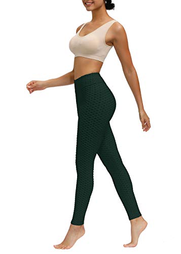 Yidarton - Mallas de compresión anticelulitis para mujer, cintura alta, pantalones de yoga, control de barriga Verde verde XL