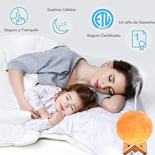 YINGJEE Humidificador de Lámpara de Luna en 3D con Luz LED de Noche y Ultrasónico 880 ML Difusor Recargable por USB para Bebé Yoga SPA Oficina Dormitorio