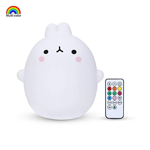 YISSVIC Luz Nocturna Bebé Lámpara Infantil Silicona Multicolor Remoto Recargable Regalo para los Niños Bebés (Luz de 9 Colores)