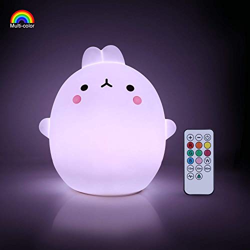 YISSVIC Luz Nocturna Bebé Lámpara Infantil Silicona Multicolor Remoto Recargable Regalo para los Niños Bebés (Luz de 9 Colores)