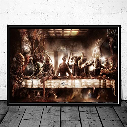 YIYEBAOFU Arte Carteles e Impresiones Vintage Pintura del Arte de la última Cena del Personaje de la película de Terror de Halloween Pared Imprime Obra de Arte Impresiones de la lo40x60cm(Sin Marco)