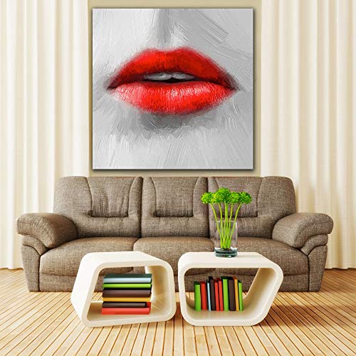 YIYEBAOFU Embellecer los Labios Pintura al óleo Pintura al óleo de Alta definición Moderna Imagen Mural para Sala Proyecto de decoración del hogar 40x40cm(Sin Marco)