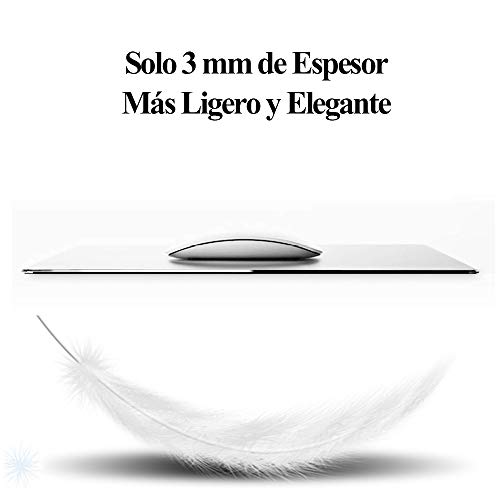 YiYunTE Alfombrilla de Ratón Aluminio Gaming PC Alfombrilla para Ratón Metalica Mouse Pad con Base PU Goma Impermeable Cojín de Ratón Lavable Antideslizante Mousepad para Ordenador Portátil Oficina