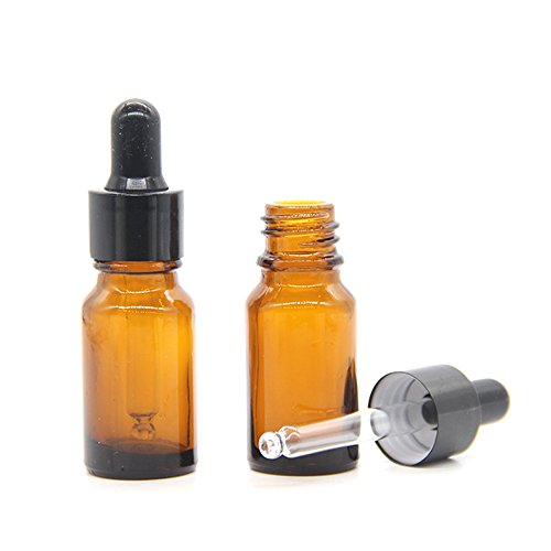 Yizhao Ambar Frasco Cuentagotas Cristal 10ml, Botellas Cuentagotas con [Pipeta Cuentagotas Cristal], para Aceite Esencial, Masaje,Fragancia, Aromaterapia, Laboratorio, E-Líquidos - 12Pcs