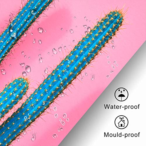 Y·JIANG - Juego de cortinas de ducha tropicales de cactus de color azul, decoración de plantas de cactus de poliéster, lavable, con 12 ganchos, no necesita forro para baño, 152,4 x 182,8 cm