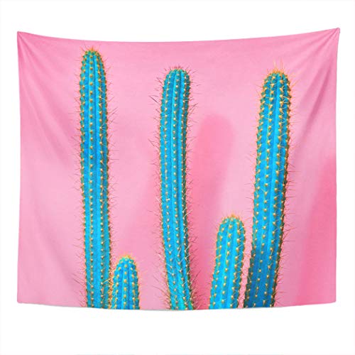 Y·JIANG - Tapiz de cactus tropicales, diseño de plantas de cactus de color azul, decoración para el hogar, dormitorio, manta de pared ancha para sala de estar, dormitorio, 152,4 x 127 cm