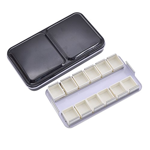 YNuth Caja Vacía de Metal para Acuarela con 12 Pans Acualera Medias