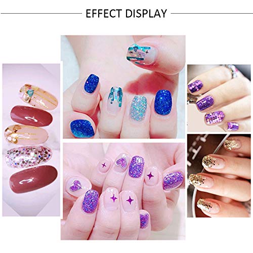 YOFASEN 12 Botellas Purpurina - Purpurina Decoración - Polvo de Purpurina/Purpurina Manualidades/Purpurina Pelos/Decorar Purpurina para Uñas, Cara - Purpurina para Maquillaje, Blanco Brillante