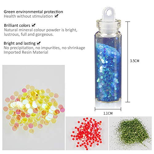 YOFASEN 12 Botellas Purpurina - Purpurina Decoración - Polvo de Purpurina/Purpurina Manualidades/Purpurina Pelos/Decorar Purpurina para Uñas, Cara - Purpurina para Maquillaje, Blanco Brillante