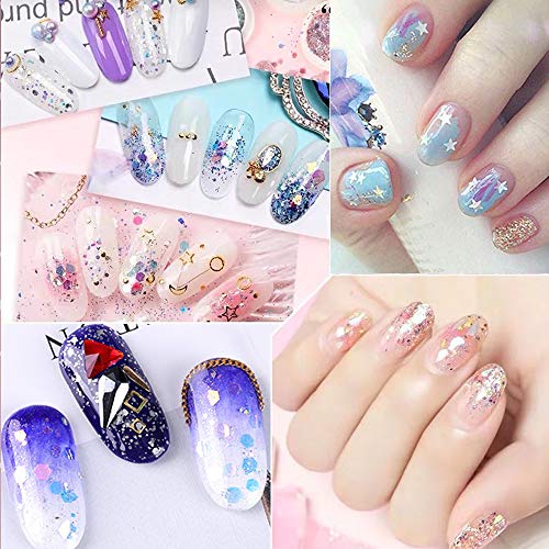 YOFASEN 6 piezas de Purpurina de Cara de Brillo Grueso - Decoración de Arte de Uñas Glitter Crafts Lentejuela Conjunto Mixto Mejilla Maquillaje de Labios DIY Decoración, Blanco