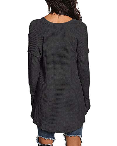 YOINS Camiseta Mujer de Manga Larga Camisa con Hombros Fríos Color Sólido Cuello en V Blusa 02 XL