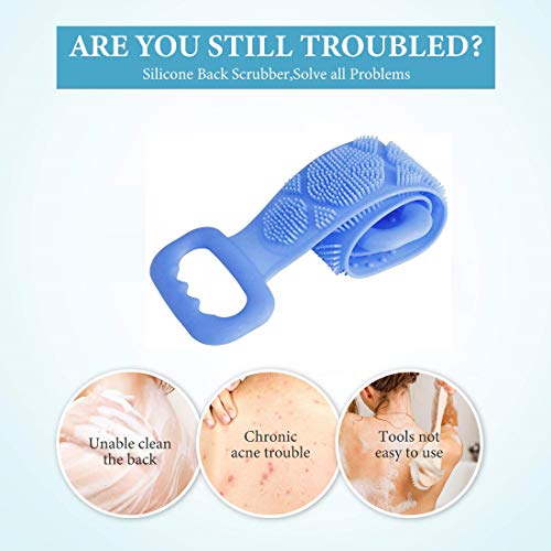 Yolistar Silicona Cuerpo Cepillo, Toalla de Baño Depurador Trasero Exfoliante de Doble Cara para la Ducha, Masajeador de Espalda Larga para Ducha, Masaje Corporal, Fácil de Limpiar