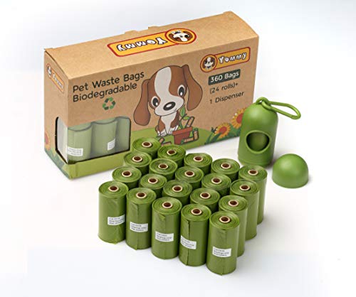 Yommy 360 Bolsas Biodegradables para Excrementos Perfumado 24 Rolls + 1 Dispensador YM4620