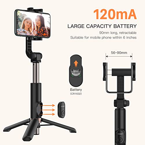 Yoozon Palo Selfie Trípode Bluetooth 3 en 1, Trípode para Movil Selfie Stick 1.2m Extensible para Selfie, Video, transmisión en Vivo, Youtube, Twitter, Tictok con iPhone,Samsung,Huawei,Xiaomi etc