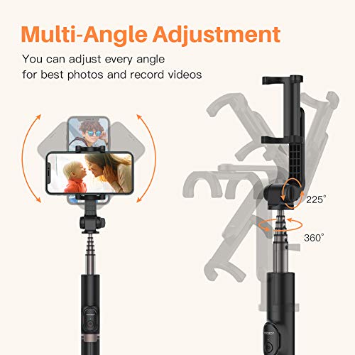 Yoozon Palo Selfie Trípode Bluetooth 3 en 1, Trípode para Movil Selfie Stick 1.2m Extensible para Selfie, Video, transmisión en Vivo, Youtube, Twitter, Tictok con iPhone,Samsung,Huawei,Xiaomi etc