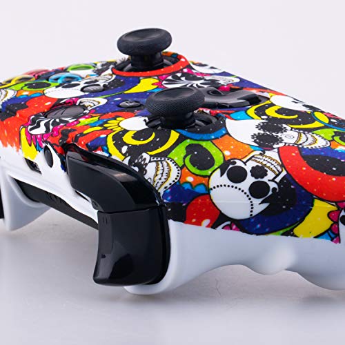 YoRHa Impresión Caucho de Silicona Funda Skin Case Carcasas Piel para Xbox One S/X Mando Controller x 1 (Maquillajes de Cráneos) Con Agarres para el Pulgar Thumb Grip x 10