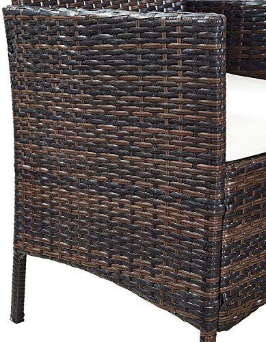 YOUKE Conjunto de Muebles de jardín de ratán para Interiores y Exteriores, 4 Piezas, sofá, Mesa, marrón