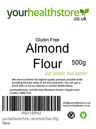Yourhealthstore Premium - Harina de almendras finamente molida 500 g, sin OGM, blanqueada, Keto, vegana, de España (bolsa reciclable).
