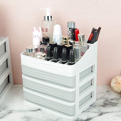 YouthUnion Organizador para Cosméticos, Caja Maquillaje Cajones con Capas para Arreglar Lápiz Labial Joya Mujer Acrílico Transparente (Gris, s-3)