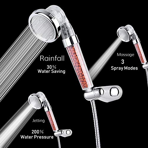 YOUTU Filtered Cabeza de Ducha con 3 Modos de Ducha, Aumenta la presión del agua y Sirve para ahorrar agua 30%, 2 Pcs