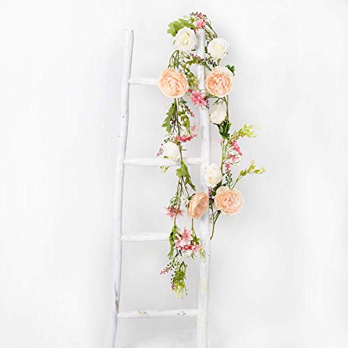 YQing Guirnalda de Flores de peonía Artificial,183cm Floral Guirnalda con Flores de peonía Mixtas y Hojas Verdes para la Boda Mesa de Comedor Decoración de Fiesta en casa