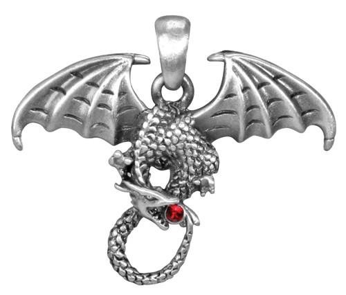 YTC Summit - Colgante de plata con diseño de dragón Orochi con piedra roja en la boca