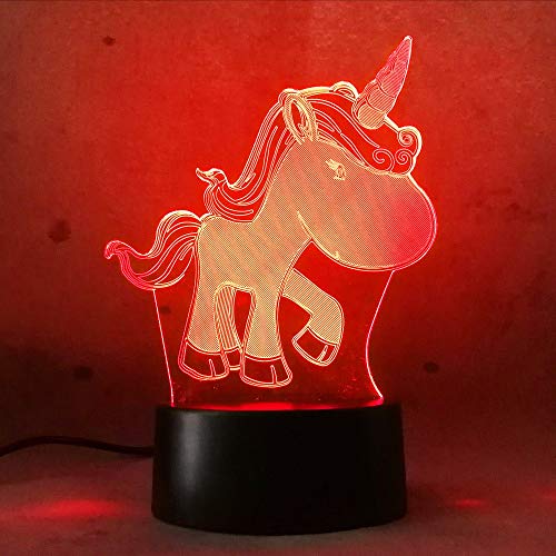 Ytdzsw Unicornio Pony Girl Princess Led Lámpara Bebé 3D Perro Night Lamp Led Light Usb Touch 7 Cambio De Color Flash Lámpara De Escritorio Kid Regalo
