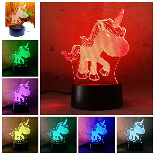 Ytdzsw Unicornio Pony Girl Princess Led Lámpara Bebé 3D Perro Night Lamp Led Light Usb Touch 7 Cambio De Color Flash Lámpara De Escritorio Kid Regalo