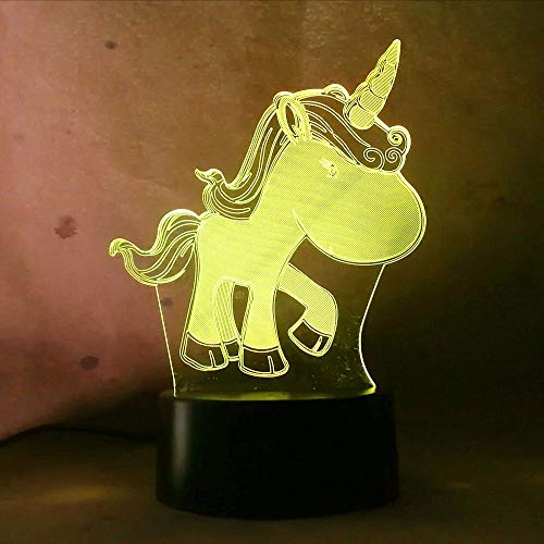 Ytdzsw Unicornio Pony Girl Princess Led Lámpara Bebé 3D Perro Night Lamp Led Light Usb Touch 7 Cambio De Color Flash Lámpara De Escritorio Kid Regalo