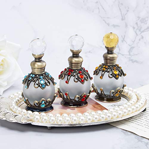 YU FENG - Frasco de Perfume (15 ml), diseño Retro, con Brillantes, rellenable, Color Blanco